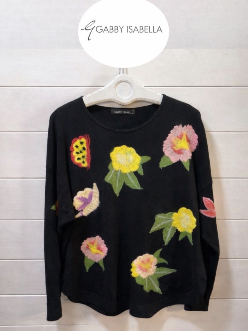 GABBY ISABELLA Black Floral Sweatshirt – Size XXL